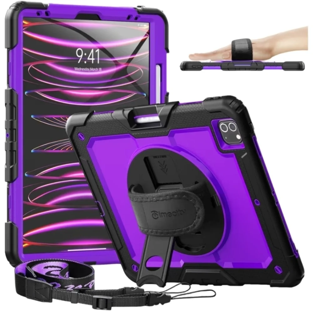 iPad Pro 12.9 Case 3rd-6th Gen. Rotating, Shoulder Strap New out of Box Purple